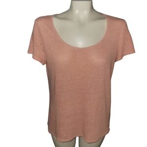 Patagonia Linen Blend T-Shirt Coral Pink Scoop Neck Keyhole Back M athleisure